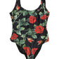 Dolce & Gabbana Black Floral Print One Piece Swimsuit Swimwear