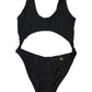 Dolce & Gabbana Black Cutout Logo One Piece Swimsuit Swimwear