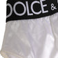 Dolce & Gabbana White Satin High-Waist Brief Logo Women Underwear