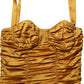 Dolce & Gabbana Gold Silk Ruched Bodycon Sheath Midi Dress