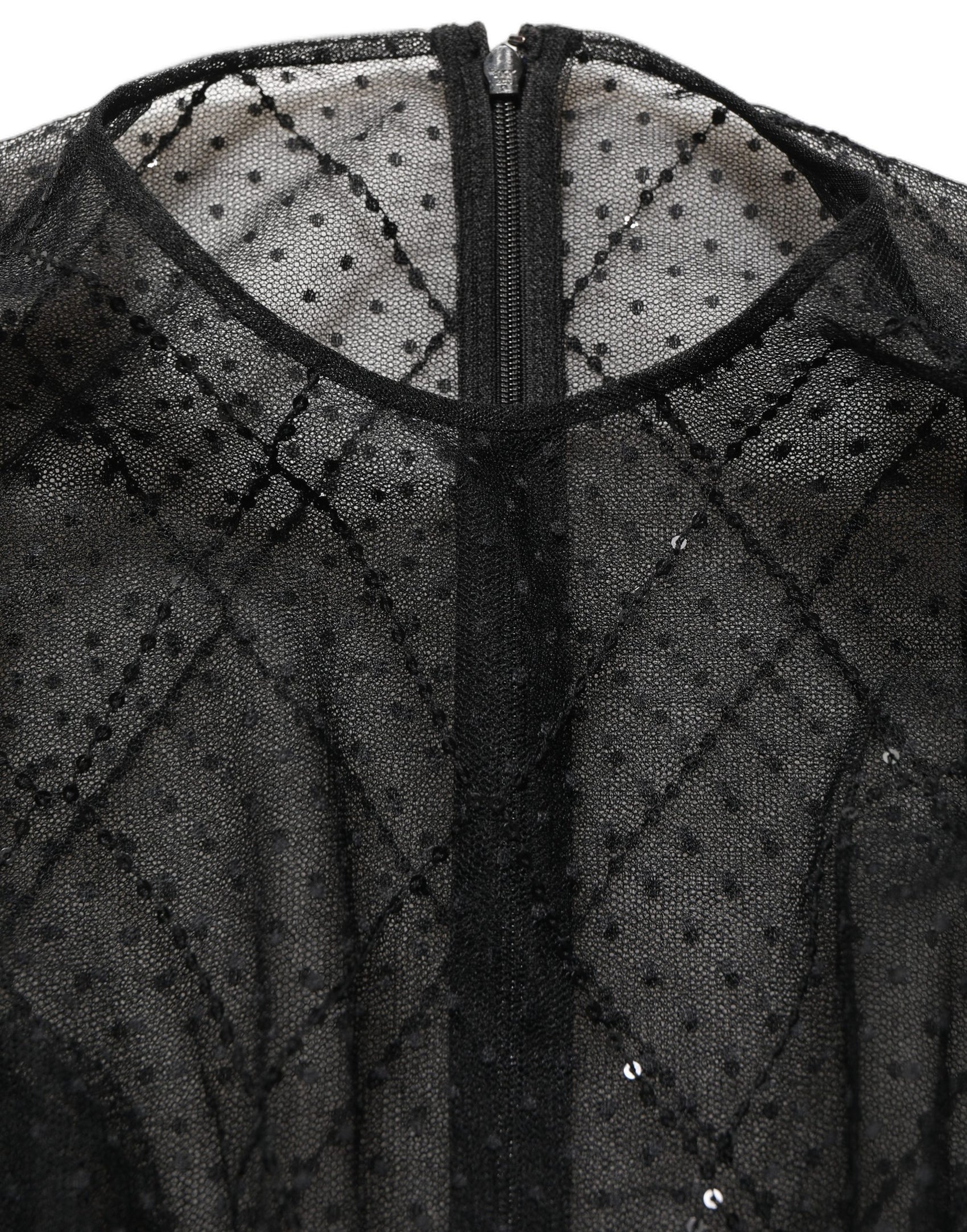Dolce & Gabbana Black Mesh Lace Long Sleeved Maxi Gown Dress