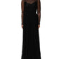 Dolce & Gabbana Black Mesh Lace Long Sleeved Maxi Gown Dress