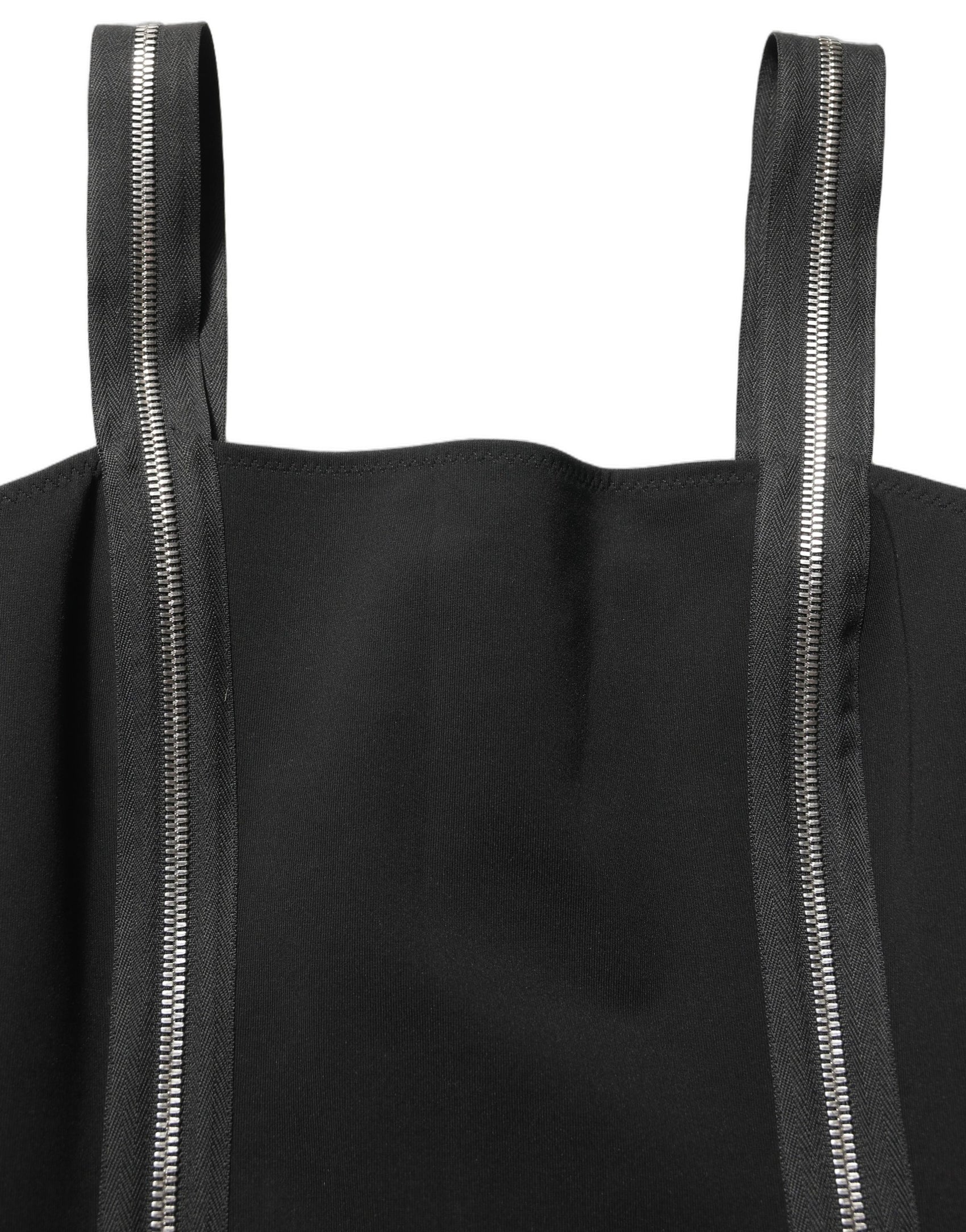 Dolce & Gabbana Black Sleeveless Front Zipper Midi Dress