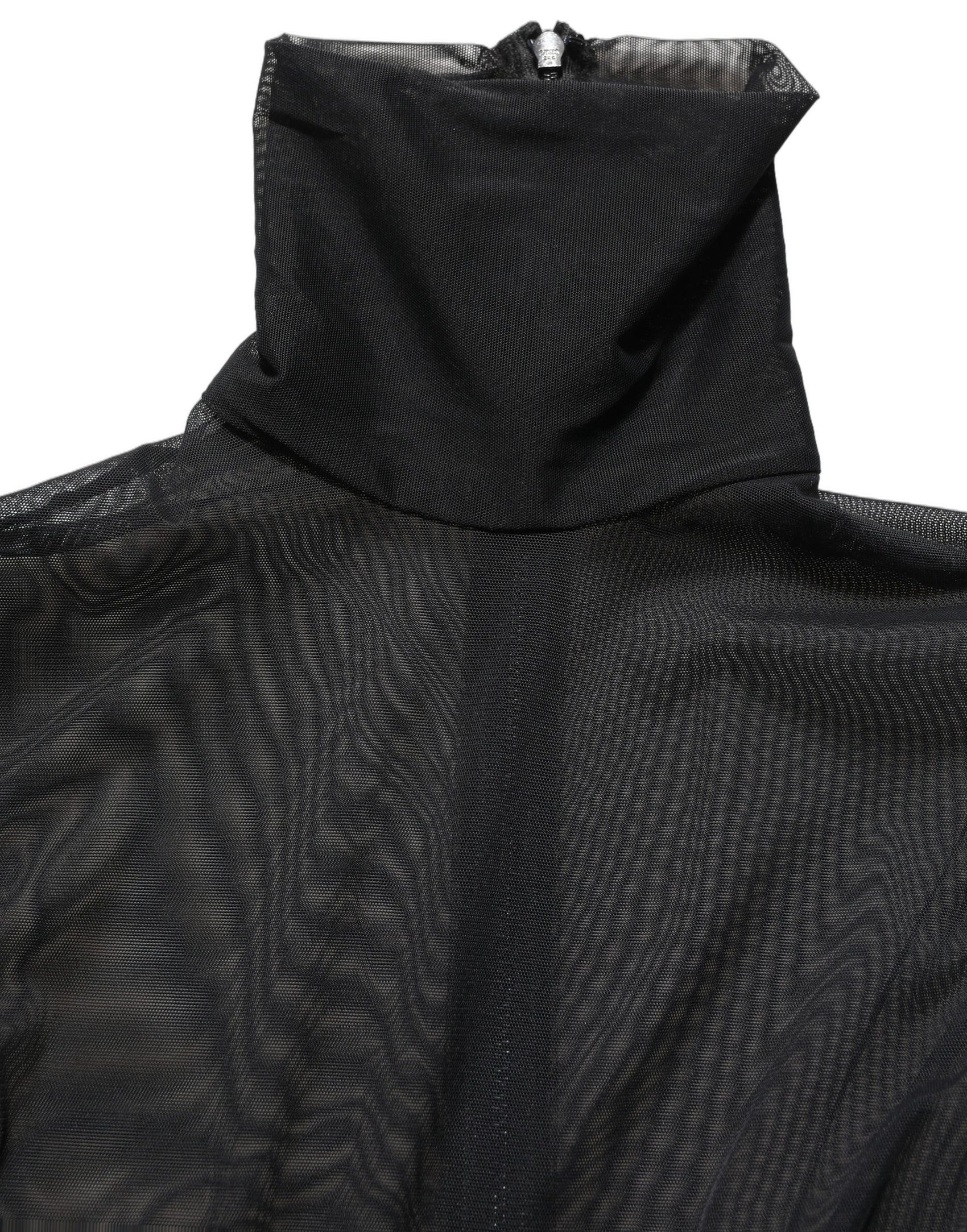 Dolce & Gabbana Black Sheer Mesh Jumpsuit Turtleneck Dress