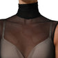 Dolce & Gabbana Black Sheer Mesh Jumpsuit Turtleneck Dress