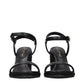 Gianvito Rossi Black Leather Wedge Sandals
