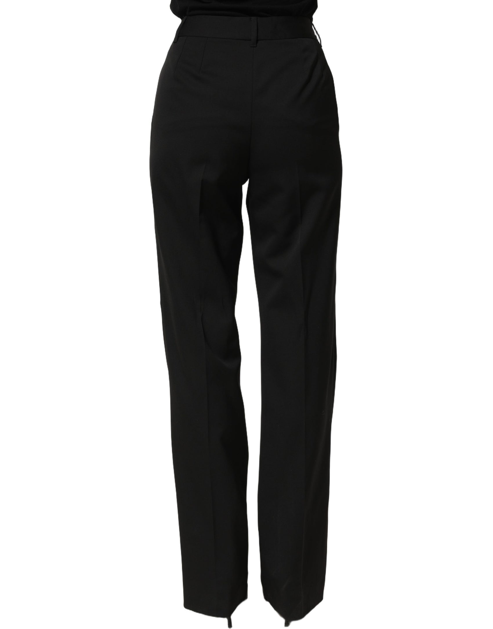 Dolce & Gabbana Black High Waist Straight Dress Trouser Pants