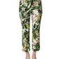 Dolce & Gabbana White Floral Print Cropped Straight Pants