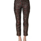 Dolce & Gabbana Burgundy Grey Floral Jacquard Straight Pants