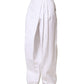 Dolce & Gabbana White Cotton High Waist Pleated Wide Leg Pants