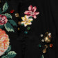 Dolce & Gabbana Black Floral Cotton High Waist Tapered Pants