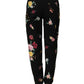 Dolce & Gabbana Black Floral Cotton High Waist Tapered Pants
