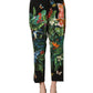 Dolce & Gabbana Black Tropical Print Cotton HighWaist Pants