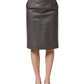 Dolce & Gabbana Gray Leather High Waist Pencil Cut Midi Skirt