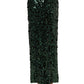 Dolce & Gabbana Green Sequin High Waist Pencil Cut Midi Skirt
