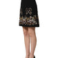 Dolce & Gabbana Black Floral Embellished A-line Mini Skirt