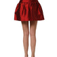 Dolce & Gabbana Red Silk Satin Bubble High Waist Mini Skirt