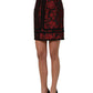 Dolce & Gabbana Red Black Floral Lace Jacquard Mini Skirt