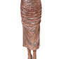 Dolce & Gabbana Rose Gold Sequin High Waist Ruched Maxi Skirt