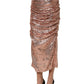 Dolce & Gabbana Rose Gold Sequin High Waist Ruched Maxi Skirt