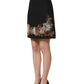 Dolce & Gabbana Black Floral Macramé High Waist A-line Skirt