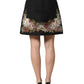 Dolce & Gabbana Black Floral Macramé High Waist A-line Skirt