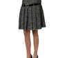 Dolce & Gabbana Black White Tweed High Waist Pleated Skirt