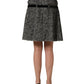 Dolce & Gabbana Black White Tweed High Waist Pleated Skirt