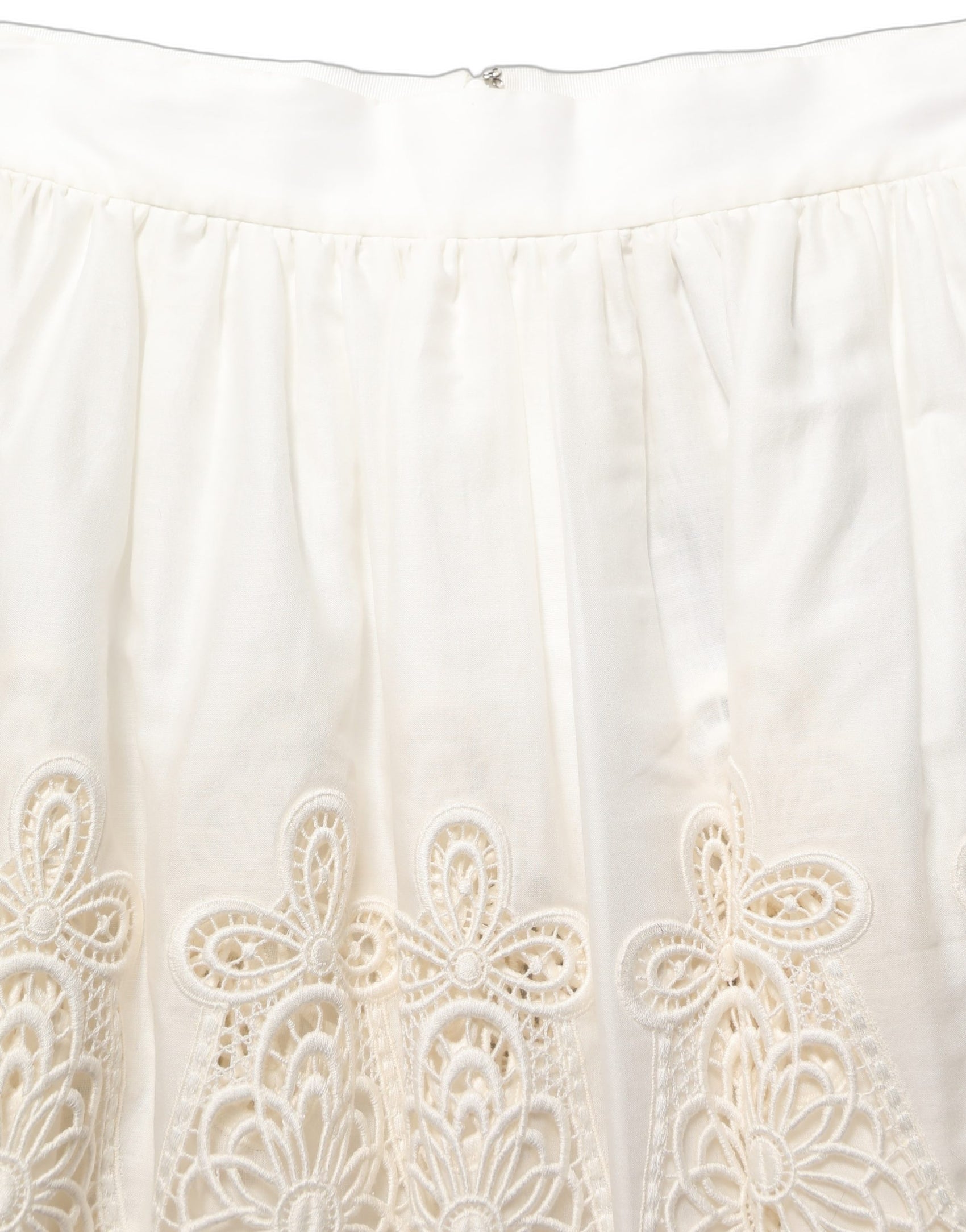 Dolce & Gabbana White Floral Embroidered A-line Mini Skirt