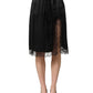 Dolce & Gabbana Black Lace Trimmed Satin Side Slit Skirt