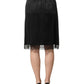 Dolce & Gabbana Black Lace Trimmed Satin Side Slit Skirt