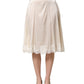 Dolce & Gabbana Off White Lace Trimmed Satin High Waist Skirt
