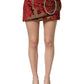 Dolce & Gabbana Maroon Floral Jacquard Rhinestone Mini Skirt