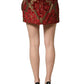 Dolce & Gabbana Maroon Floral Jacquard Rhinestone Mini Skirt