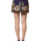 Dolce & Gabbana Purple Floral Embellsihed MidWaist Mini Skirt