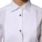 Dolce & Gabbana White Cotton Tuxedo Bib Long Sleeve Dress Shirt