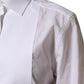 Dolce & Gabbana White Cotton Tuxedo Bib Long Sleeve Dress Shirt