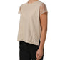 PINK MEMORIES Beige Cotton Lace Detailing Round Neck Top