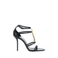 Saint Laurent Black Calf Leather Bos Taurus Stiletto Heel Sandals
