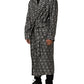 Dolce & Gabbana Black White Silk Men Wrap Robe Coat Jacket