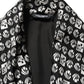 Dolce & Gabbana Black White Silk Men Wrap Robe Coat Jacket