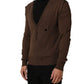 Dolce & Gabbana Brown Flax Buttoned V-neck Pullover Sweater
