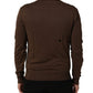Dolce & Gabbana Brown Flax Buttoned V-neck Pullover Sweater