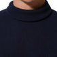 Dolce & Gabbana Blue Wool Knit Turtleneck Pullover Sweater
