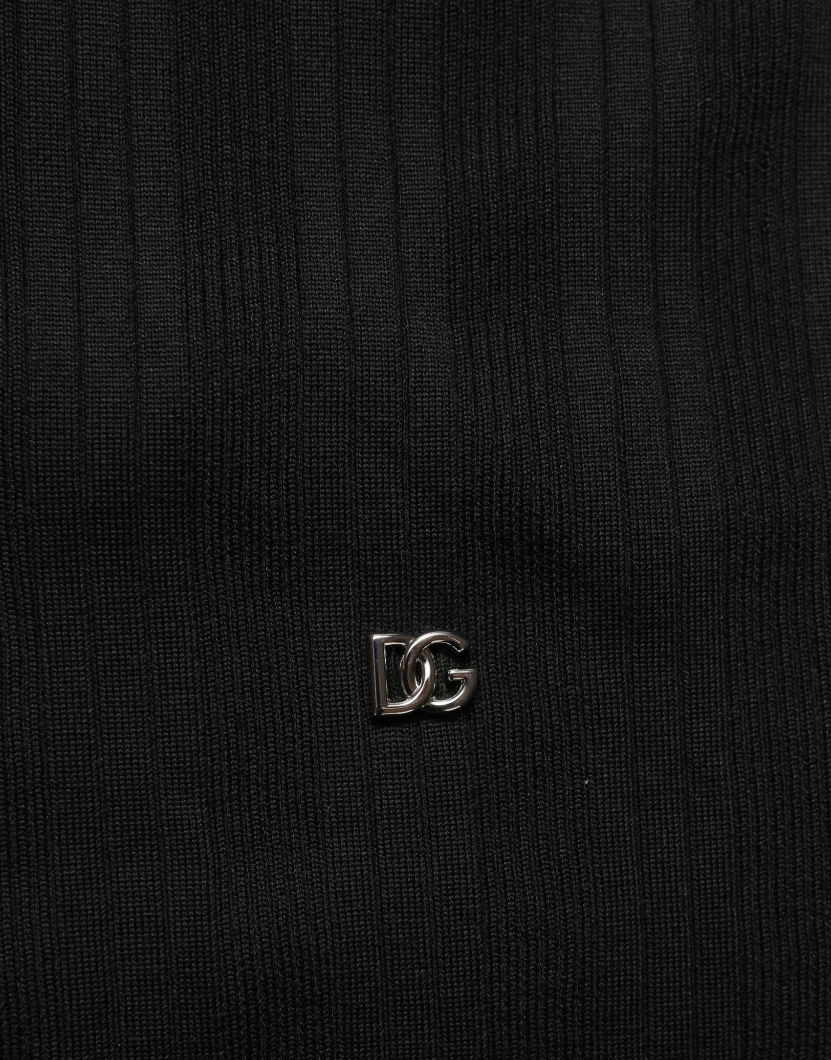 Dolce & Gabbana Black Silk Blend Henley Pullover Men Sweater