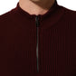 Dolce & Gabbana Burgundy Wool Half Zip Men Pullover Sweater