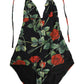 Dolce & Gabbana Black Rose Print One Piece Swimsuit Swimwear