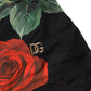 Dolce & Gabbana Black Rose Print One Piece Swimsuit Swimwear