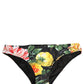 Dolce & Gabbana Black Nylon Floral Print Bikini Bottom Swimwear
