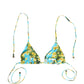 Dolce & Gabbana Blue Floral Print Nylon Halter Bikini Top Swimwear
